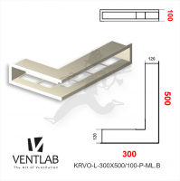 Конвекционная решётка VENTLAB V-OPEN-L 300x500x100 белого цвета, открытая, угловая, правая сторона