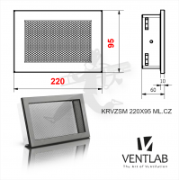 Конвекционная решётка VENTLAB V-MODEL 220x95 чёрного цвета, сетка