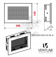 Конвекционная решётка VENTLAB V-MODEL 200x145 белого цвета, сетка