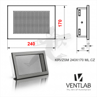 Конвекционная решётка VENTLAB V-MODEL 240x170 чёрного цвета, сетка