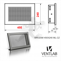 Конвекционная решётка VENTLAB V-MODEL 450x240 чёрного цвета, сетка
