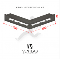 Конвекционная решётка VENTLAB V-OPEN-L 500x500x100 чёрного цвета, открытая, угловая, симметричная