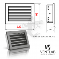 Конвекционная решётка VENTLAB V-MODEL 220x95 чёрного цвета, неподвижные жалюзи