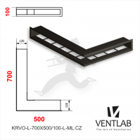 Конвекционная решётка VENTLAB V-OPEN-L 700x500x100 чёрного цвета, открытая, угловая, левая сторона