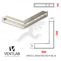 Конвекционная решётка VENTLAB V-OPEN-L 500x700x100 белого цвета, открытая, угловая, правая сторона