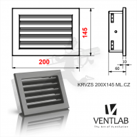 Конвекционная решётка VENTLAB V-MODEL 200x145 чёрного цвета, неподвижные жалюзи