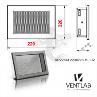 Конвекционная решётка VENTLAB V-MODEL 220x220 чёрного цвета, сетка