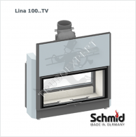 Schmid Lina 10080TV Каминная топка с прямым стеклом, Туннельная версия, Дверца топки открывается вверх, Kristall Антрацит