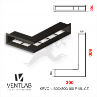Конвекционная решётка VENTLAB V-OPEN-L 300x500x100 чёрного цвета, открытая, угловая, правая сторона