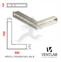 Конвекционная решётка VENTLAB V-OPEN-L 700x500x100 белого цвета, открытая, угловая, левая сторона
