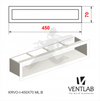 Конвекционная решётка VENTLAB V-OPEN-I 450x70 белого цвета, открытая, прямая