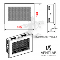 Конвекционная решётка VENTLAB V-MODEL 325x170 белого цвета, сетка