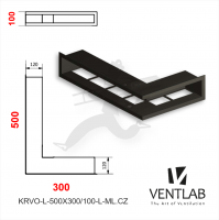 Конвекционная решётка VENTLAB V-OPEN-L 500x300x100 чёрного цвета, открытая, угловая, левая сторона