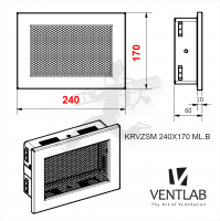 Конвекционная решётка VENTLAB V-MODEL 240x170 белого цвета, сетка