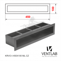 Конвекционная решётка VENTLAB V-OPEN-I 450x100 чёрного цвета, открытая, прямая