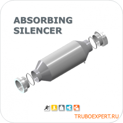 ABSORBING SILENCER with inner coulisse, Length 1,0 DN250mm